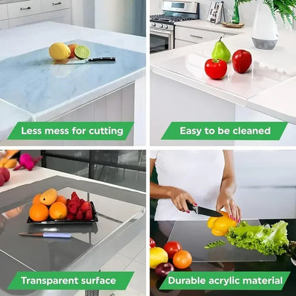 1pc Large Black /White Acrylic Cutting Board with Countertop Edge with Lip Edge - Hand Wash Only, - Ideal Gift for Parents