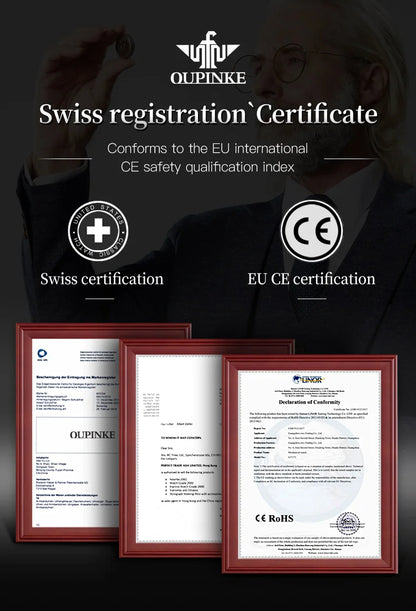 OUPINKE TOP Brand Japanese Imported Automatic Movement Watch for Men Waterproof Timing code Luxury Roman Scale Wristwatches