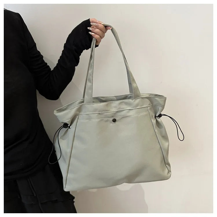 Casual Fashion Large Capacity Tote Bag Simple Travel Bag Women Large Shoulder Bag Aesthetic Handbags Drawstring Tote Handbag