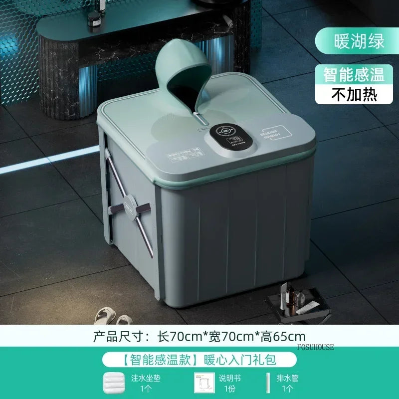 Villa Automatic Heating Folding Bath Bucket Full Body Sweat Steam Bath Barrel Constant Temperature Thickening Portable Bathtub H