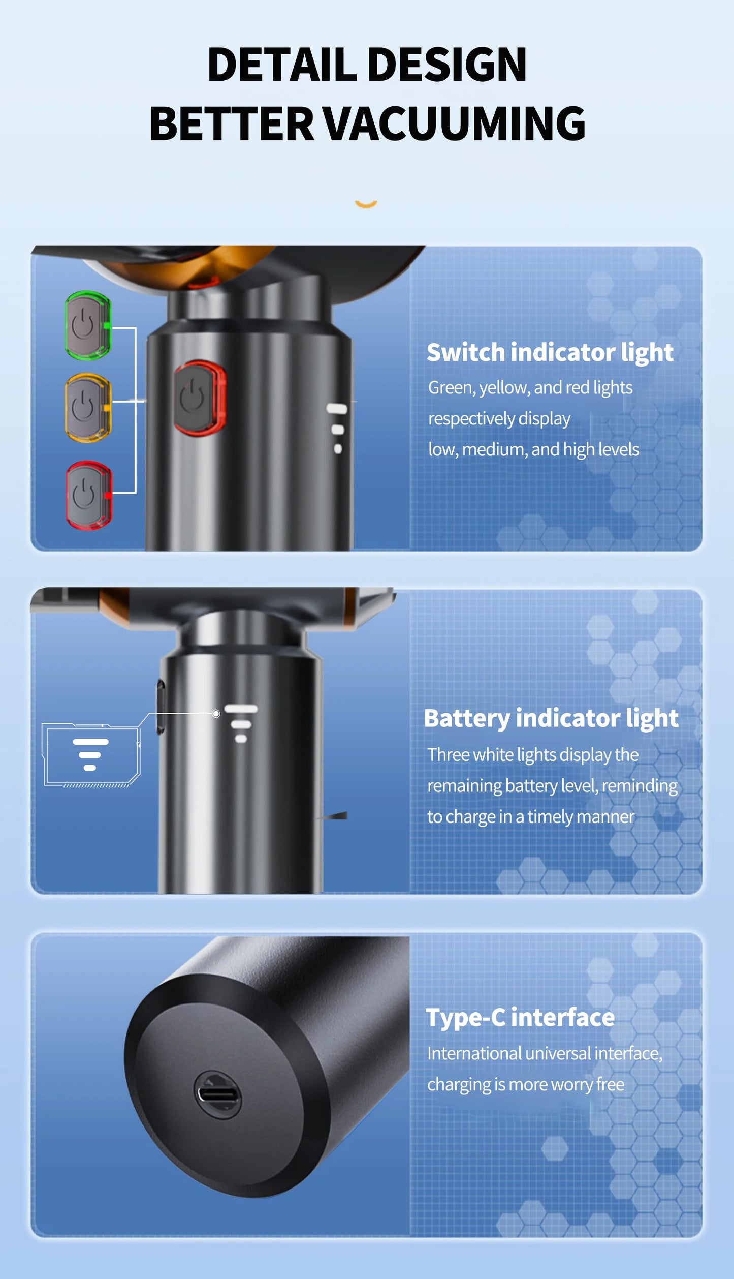 CENRR 998000PA Car Vacuum Cleaner Strong Suction Cordless Wireless Cleaner Handheld Portable Vacuum Cleaner Cleaning Machine