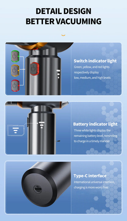 CENRR 998000PA Car Vacuum Cleaner Strong Suction Cordless Wireless Cleaner Handheld Portable Vacuum Cleaner Cleaning Machine