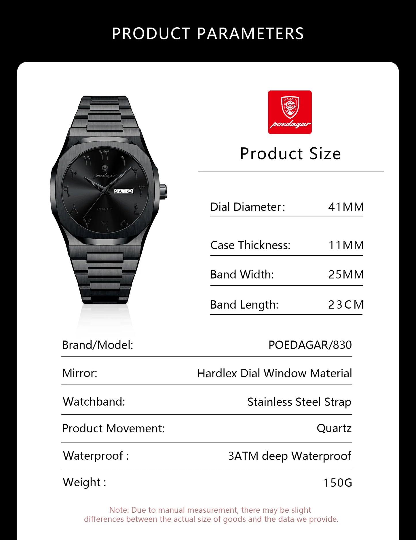 POEDAGAR Military Watch For Men Waterproof Luxury Week Calendar Man Wristwatch Quartz Stainless Steel Fashion Men's Watches Male