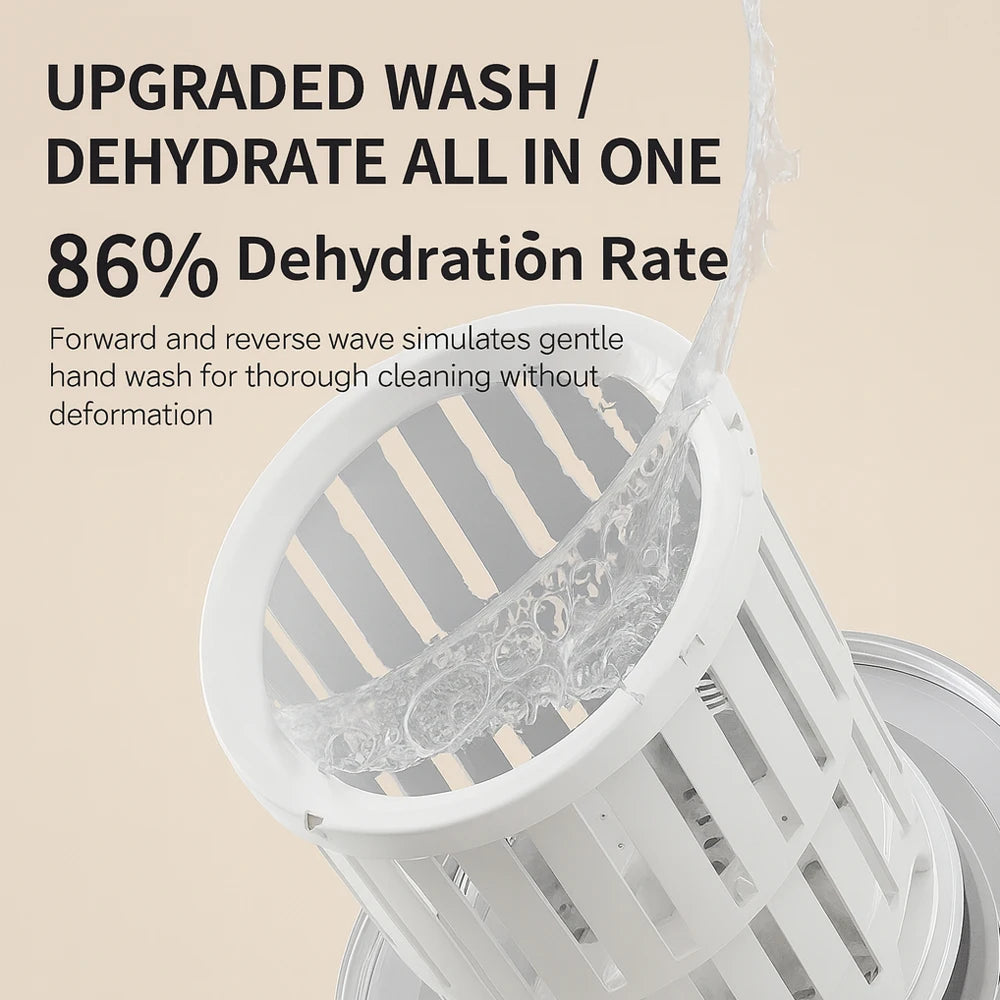 Mini Dual-Tub Washing Machine Portable Washer For Underwear/Socks 3L Capacity Blue Light Sterilization Easy Drain