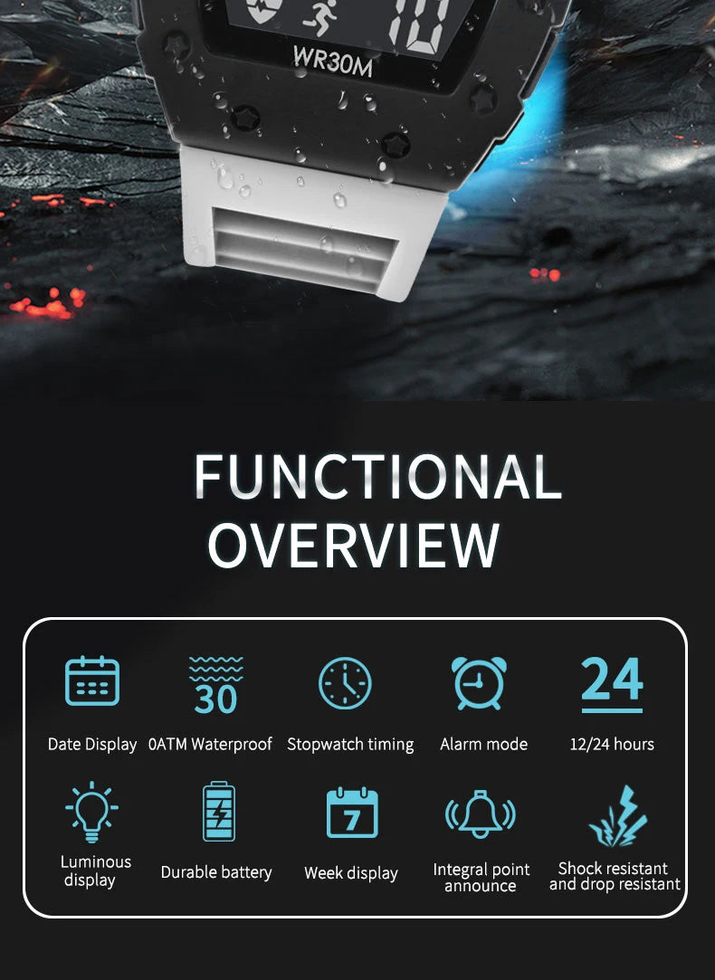 NEW Men's Watch Outdoor Sports Expeditions Fashion Large Screen Waterproof Clock Multifunctional Digital Electronics Watches