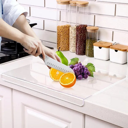 WXCOO Acrylic Cutting Board with Counter Lip Clear Cutting Board for Kitchen Countertop Perfect for Cut Bread Meat Fruit Board