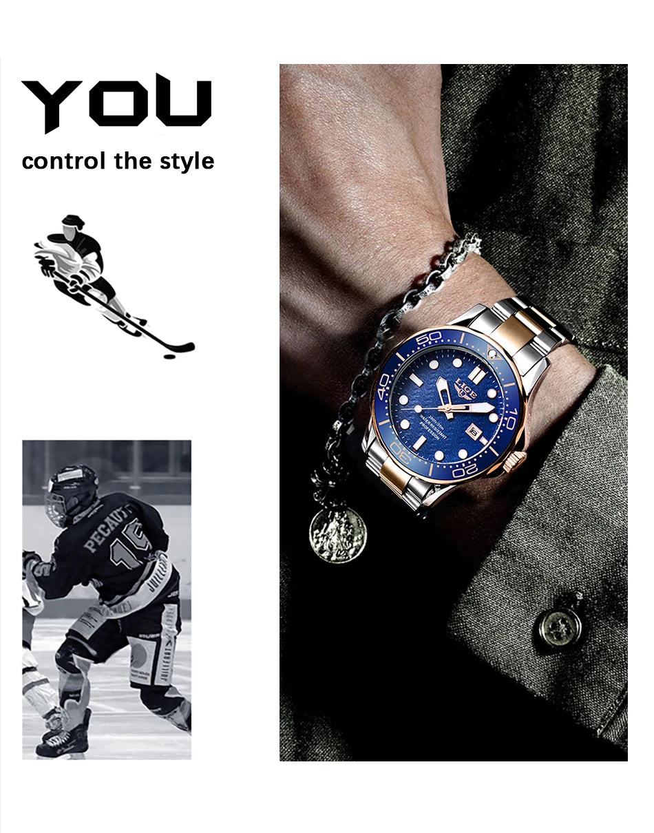 2025 LIGE New Business Mens Watches Top Brand Luxury Dive Watch For Men Waterproof Date Clock Sport Watch Relogio Masculino+Box