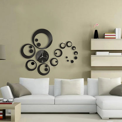 3D Acrylic Mirror Wall Clock | Modern Quartz Sticker Clock for Living Room & Home Decoration