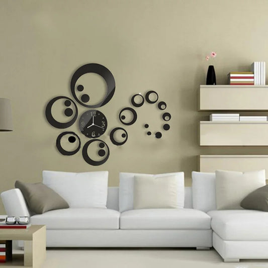3D Acrylic Mirror Wall Clock | Modern Quartz Sticker Clock for Living Room & Home Decoration