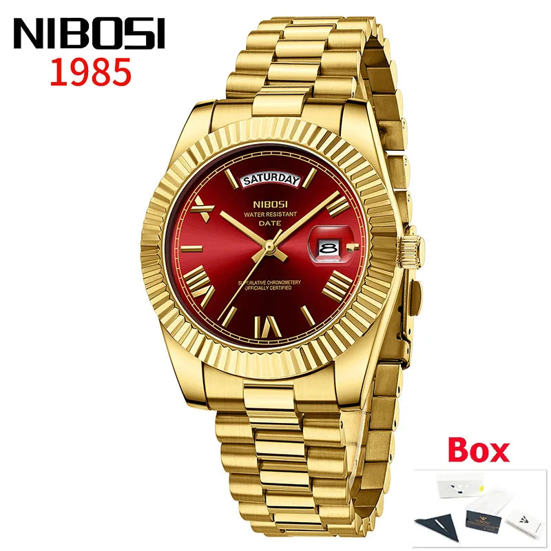 NIBOSI New Men Watch Brand Luxury Fashion Quartz Wristwatch Male Stainless Steel Waterproof Calendar Business Watches For Men