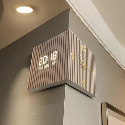 Modern Dual-Sided Corner Wall Clock | Minimalist Frameless Space-Saving Clock for Living Room, Bedroom & Office Decor