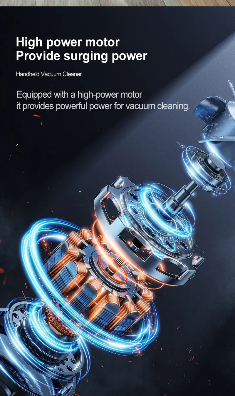 Wireless Handheld Vacuum Cleaner | 20000Pa Powerful Suction, Low Noise & Multi-Accessory Home & Car Cleaner