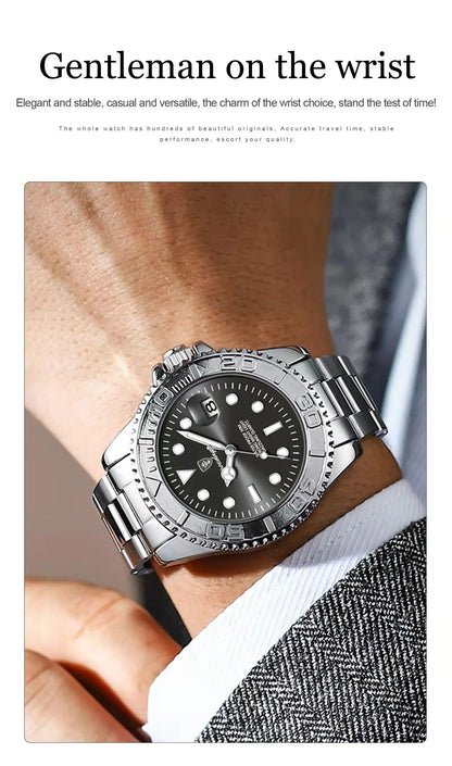 POEDAGAR Top Luxury Man Watch Waterproof Luminous Date Men Watch Stainless Steel Male Clock Sports Fashion Men's Quartz Watches