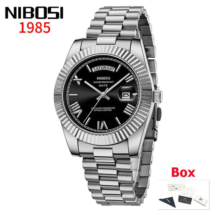 NIBOSI New Men Watch Brand Luxury Fashion Quartz Wristwatch Male Stainless Steel Waterproof Calendar Business Watches For Men