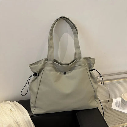 Casual Fashion Large Capacity Tote Bag Simple Travel Bag Women Large Shoulder Bag Aesthetic Handbags Drawstring Tote Handbag