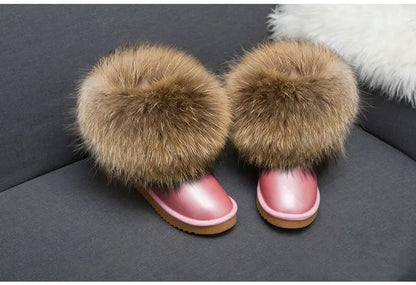 2024 Fur One Fox Hair Snow Boots Women'S Leather Low Short Tube Fashion Cowhide Snow Boots Women'S Short Boots
