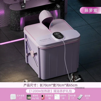 Villa Automatic Heating Folding Bath Bucket Full Body Sweat Steam Bath Barrel Constant Temperature Thickening Portable Bathtub H