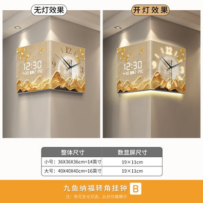 Luxury Large Digital Wall Clock | Modern Nordic LED Corner Clock with Temperature & Date Display for Home, Office & Kitchen Decor