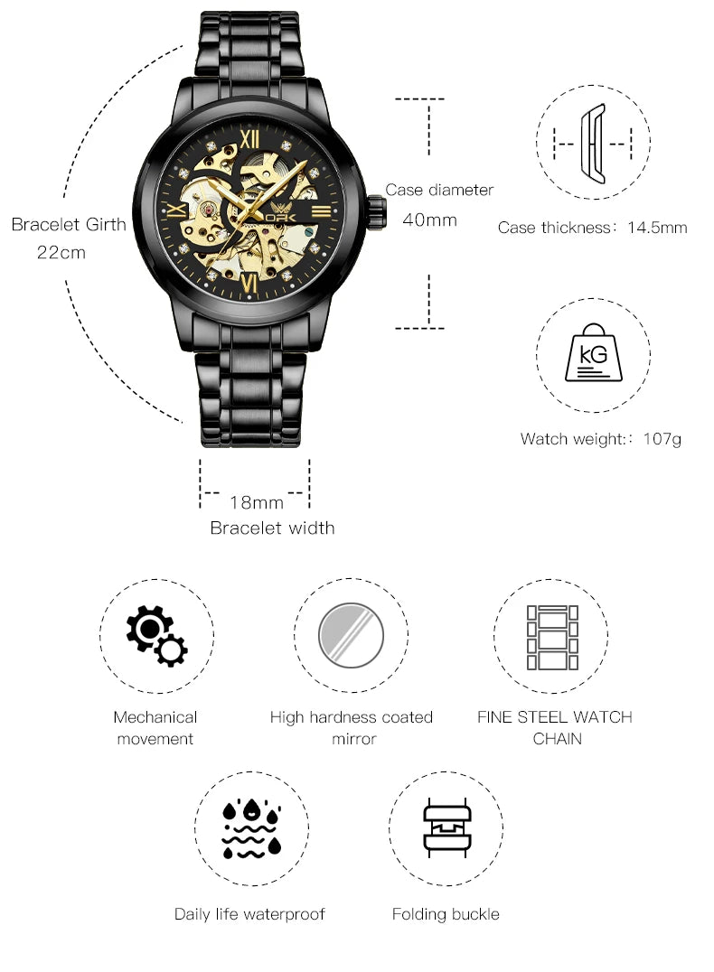 OPK 8165 Mens Watch Original Fashion Brand Luxury Watch Hollowing Watches For Men Waterproof Automatic Watch Mens Gifts Freebie