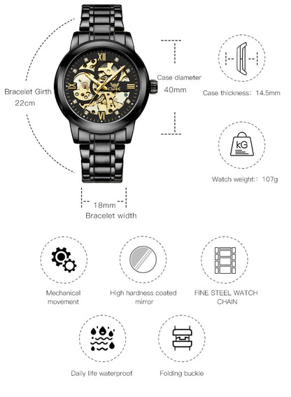 OPK 8165 Mens Watch Original Fashion Brand Luxury Watch Hollowing Watches For Men Waterproof Automatic Watch Mens Gifts Freebie