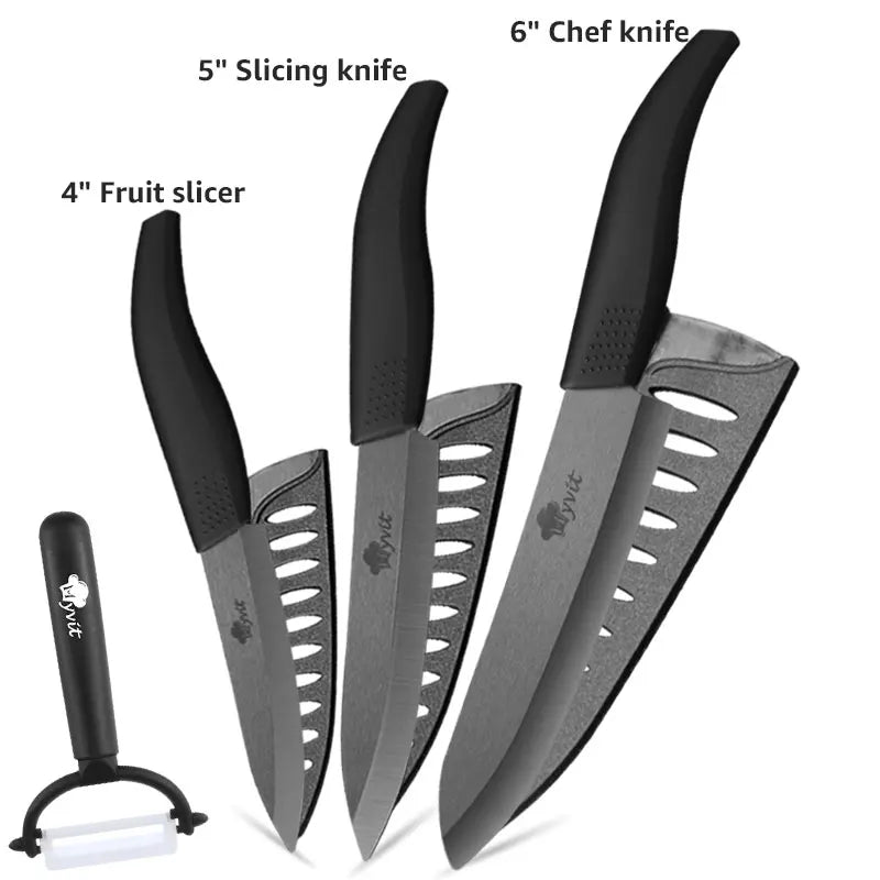Ceramic Fruit Knife for Kitchen 3 4 5 6 inch Chef Knife with Sheath Utility Slicing Cooking Tool for Vegetable Rustproof Zirconi