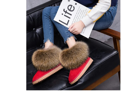 2024 Fur One Fox Hair Snow Boots Women'S Leather Low Short Tube Fashion Cowhide Snow Boots Women'S Short Boots