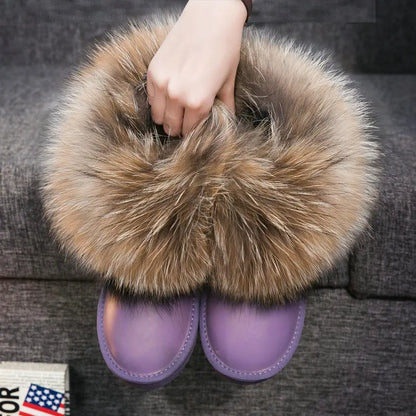 2024 Fur One Fox Hair Snow Boots Women'S Leather Low Short Tube Fashion Cowhide Snow Boots Women'S Short Boots