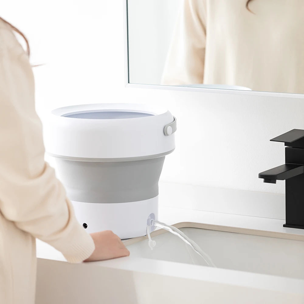 6L/11L Foldable Portable Washing Machine with Spin Dryer | Ultrasonic Mini Washer for Clothes, Underwear & Travel Use