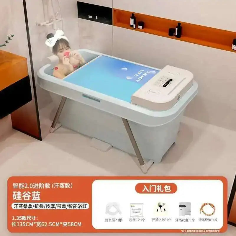 Automatic Foldable Spa Bathtub Heating Sweat Steaming Bathtub Comfortable Home Portable Bucket Adult Full Body Bath Bucket T