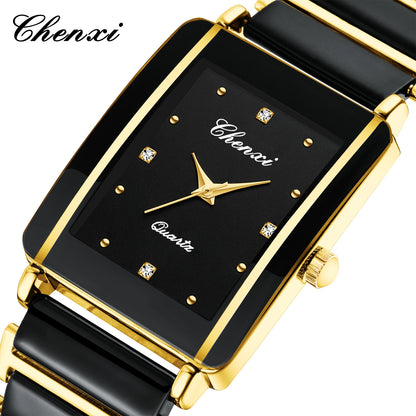 CHENXI 104A Waterproof Top Brand Luxury couple watches Watch for Women Men With Simulated-Ceramics Strap relojes para damas