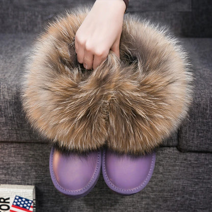 2024 Fur One Fox Hair Snow Boots Women'S Leather Low Short Tube Fashion Cowhide Snow Boots Women'S Short Boots