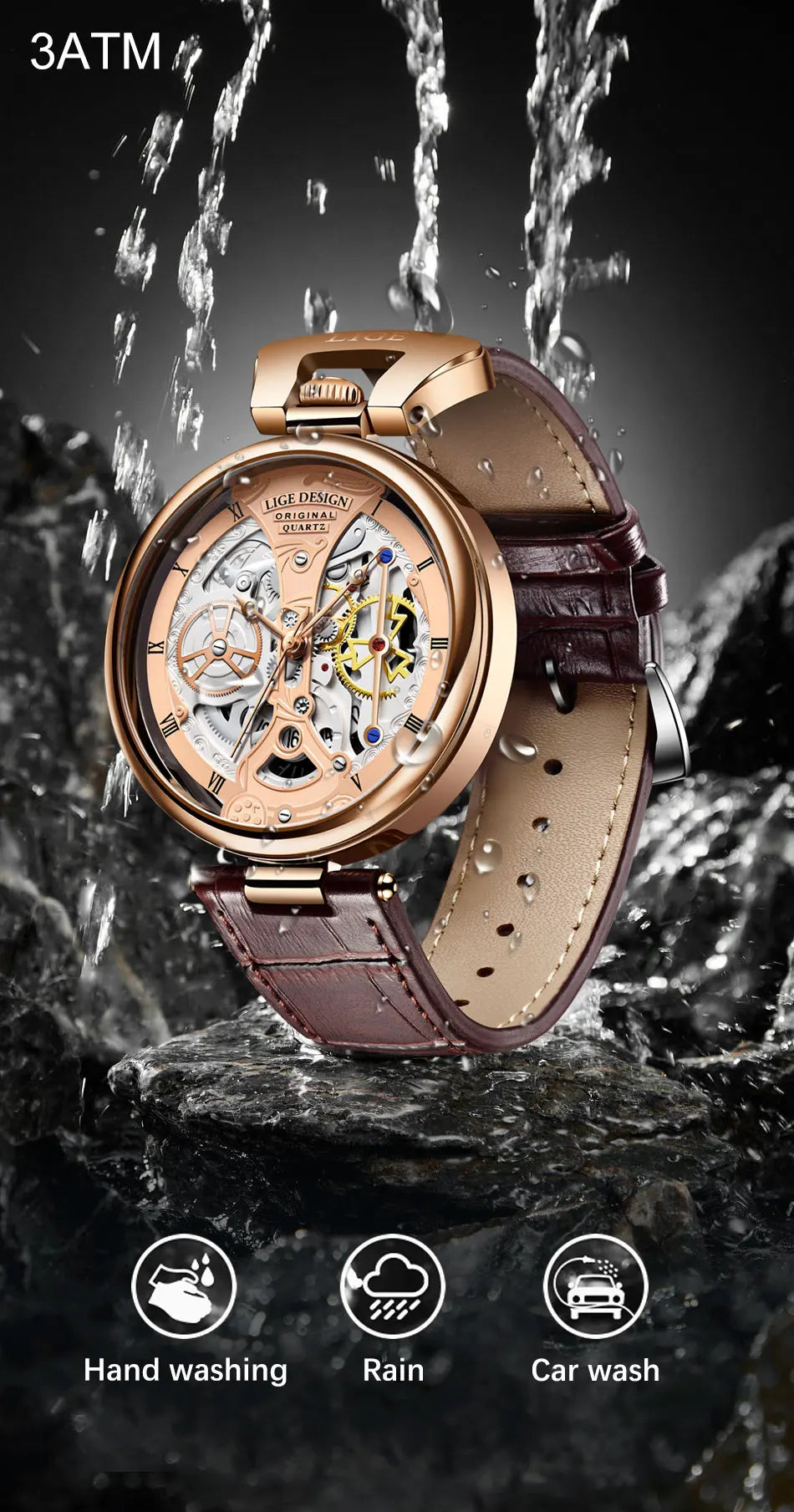 2025 LIGE Men Watches Top Brand Luxury Brown Leather Chronograph Sport Watch For Men Fashion Date Waterproof Clock Reloj Hombre