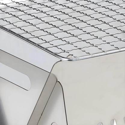 Camping Grill Pro - 304 Steel Instant-Fold BBQ ✔SparkGuard & NSF-Certified (Tailgating/Picnic Essential)