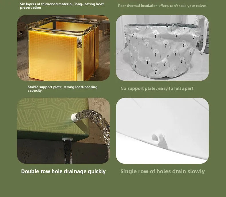 Household Children's Bath Bucket Adult Home Life Double Foldable Bath Bucket Thickened Free Installation Bathtub