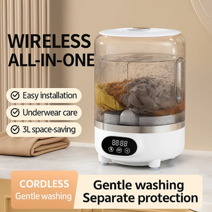 Mini Dual-Tub Washing Machine Portable Washer For Underwear/Socks 3L Capacity Blue Light Sterilization Easy Drain