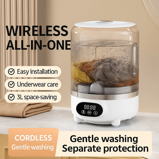 Mini Dual-Tub Washing Machine Portable Washer For Underwear/Socks 3L Capacity Blue Light Sterilization Easy Drain