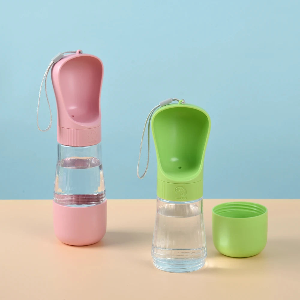 Twist-Open Portable Dog Water Bottle | Travel Pet Drinking & Feeding Cup with Food Bowl for Outdoor Walking
