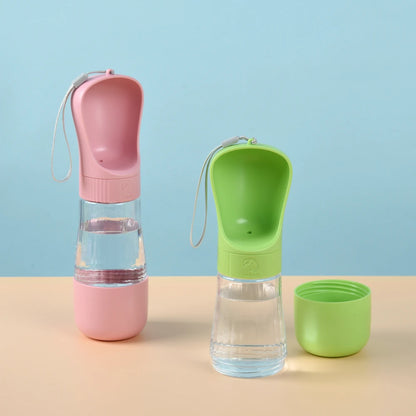 Twist-Open Portable Dog Water Bottle | Travel Pet Drinking & Feeding Cup with Food Bowl for Outdoor Walking