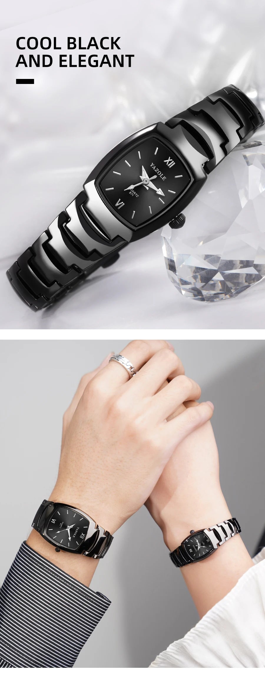 UTHAI Men's Watch Light Luxury Tungsten Steel Glow Waterproof Clock Couple Watches Women's Fashion Quartz Wristwatches Gift