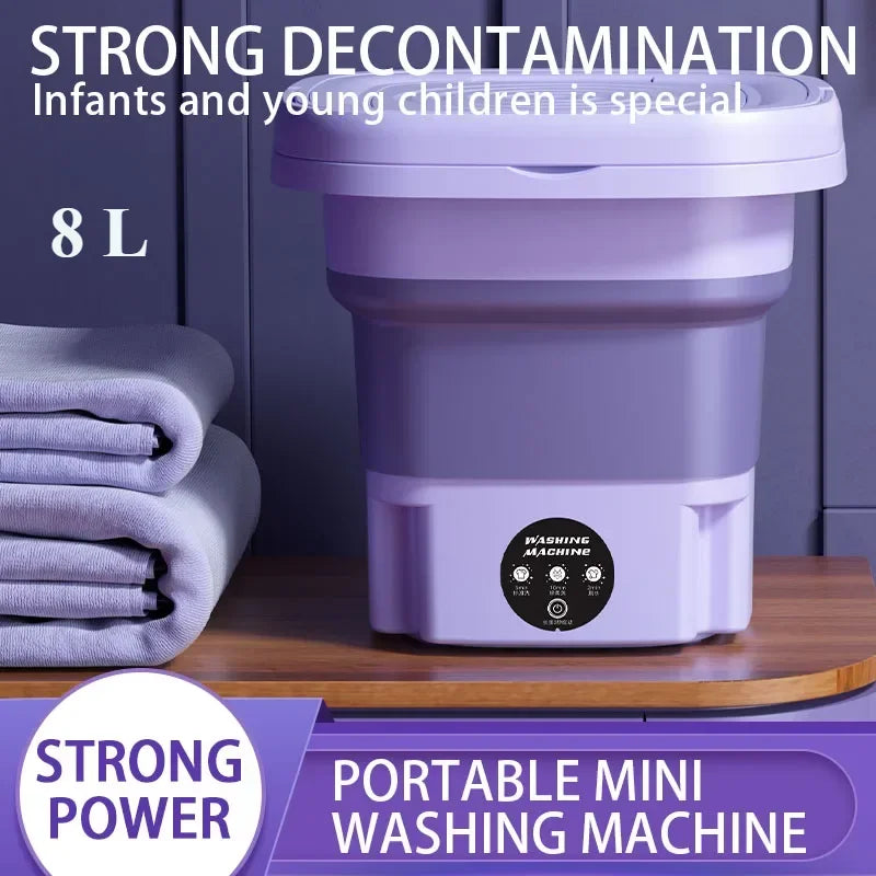 8L Folding Washing Machine Bucket for Clothes Socks Underwear Cleaning Washer Portable Small Travel Washing Machine EU/US Plug