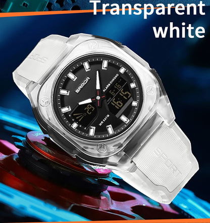 SANDA Quartz Watches for Men's Luxury Military Sport Chronograph Waterproof LED Dual Display Electronic Man Watches Reloj Hombre