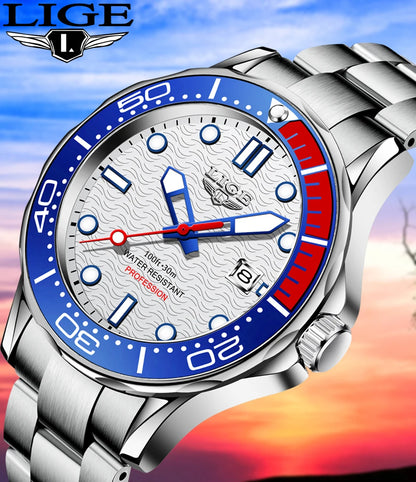 2025 LIGE New Business Mens Watches Top Brand Luxury Dive Watch For Men Waterproof Date Clock Sport Watch Relogio Masculino+Box