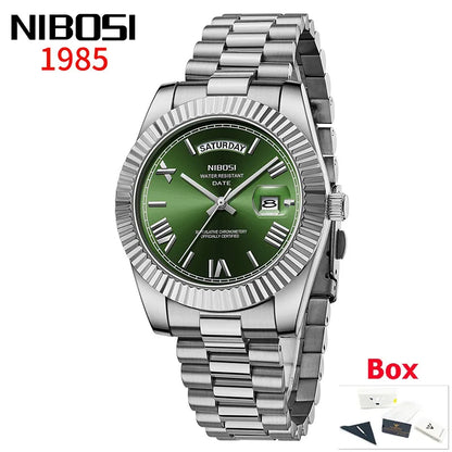NIBOSI New Men Watch Brand Luxury Fashion Quartz Wristwatch Male Stainless Steel Waterproof Calendar Business Watches For Men