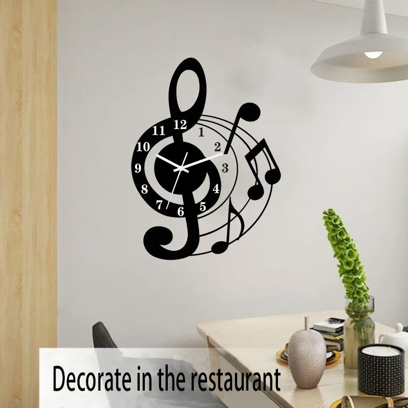 Music Note Acrylic Wall Clock | Silent Decorative Wall Clock for Living Room, Bedroom & Classroom