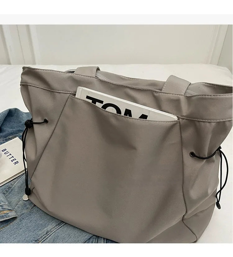 Casual Fashion Large Capacity Tote Bag Simple Travel Bag Women Large Shoulder Bag Aesthetic Handbags Drawstring Tote Handbag