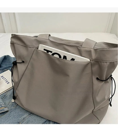 Casual Fashion Large Capacity Tote Bag Simple Travel Bag Women Large Shoulder Bag Aesthetic Handbags Drawstring Tote Handbag