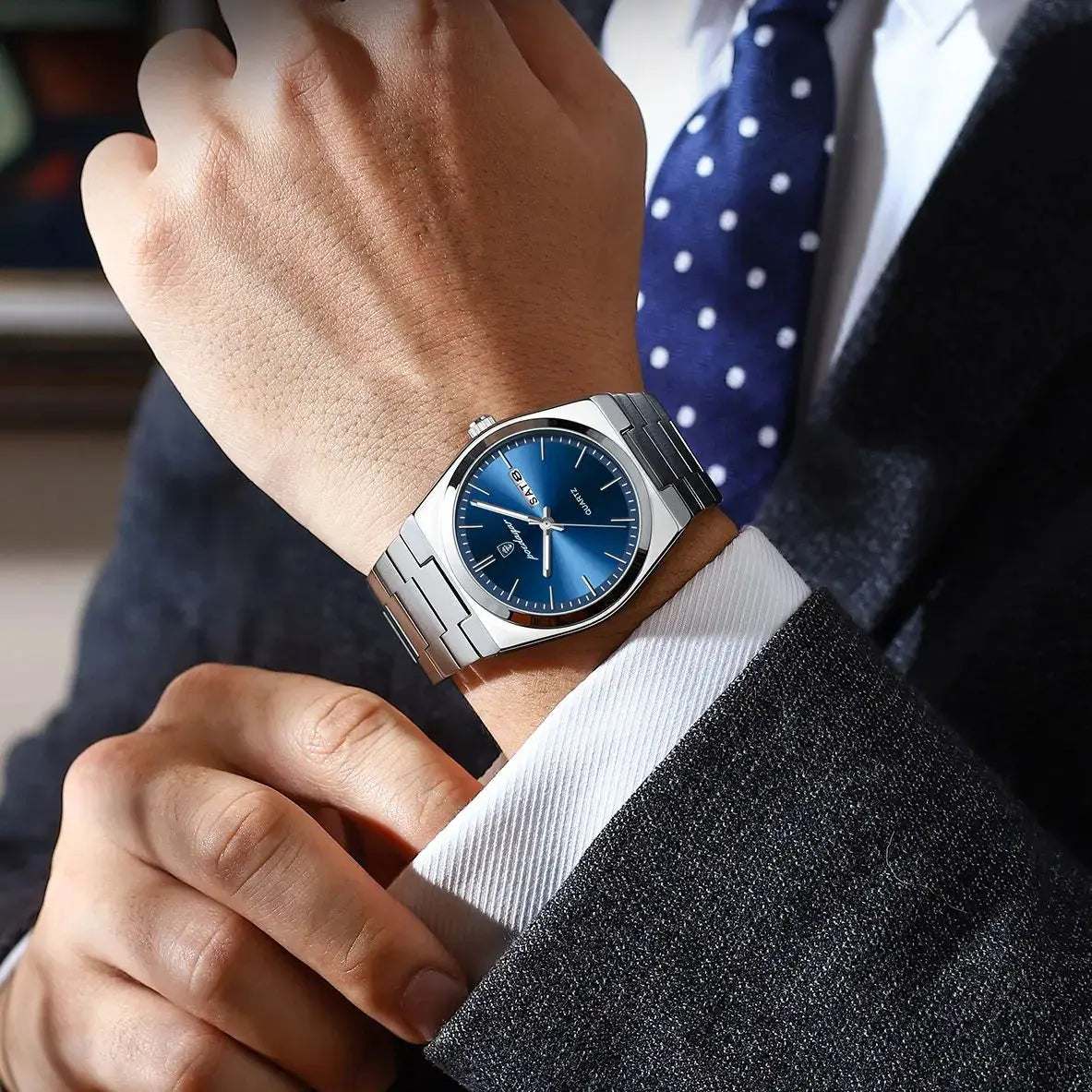 POEDAGAR Luxury Watch For Man Waterproof Luminous Date Week Stainless Steel Men Watch Casual Quartz Men's Watches Male Clock+box