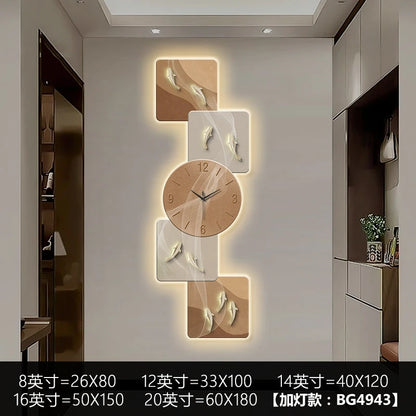Modern Nine Fish LED Wall Clock | Artistic Silent Mural Clock with Luminous Design for Living Room & Home Decoration
