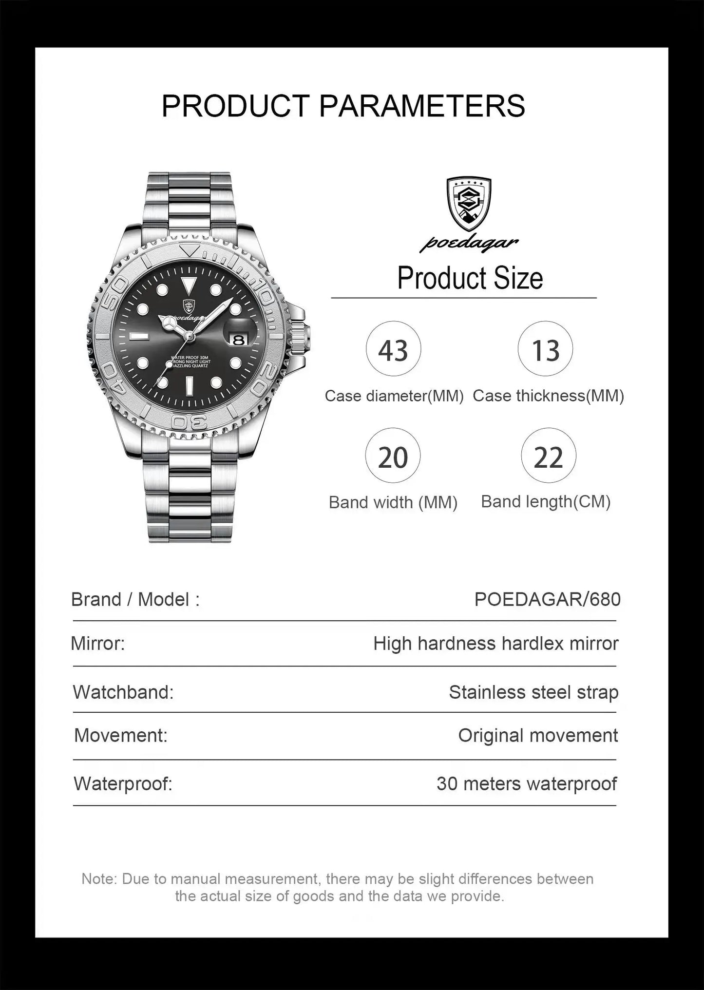 POEDAGAR Top Luxury Man Watch Waterproof Luminous Date Men Watch Stainless Steel Male Clock Sports Fashion Men's Quartz Watches