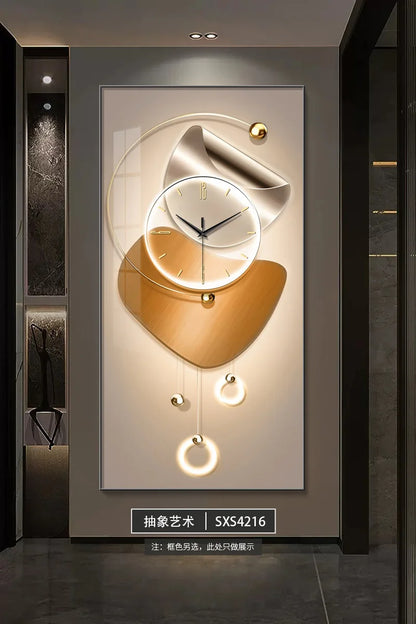 Modern Abstract Wall Clock | Silent Digital Hanging Clock for Living Room, Entrance & Corridor Wall Decoration